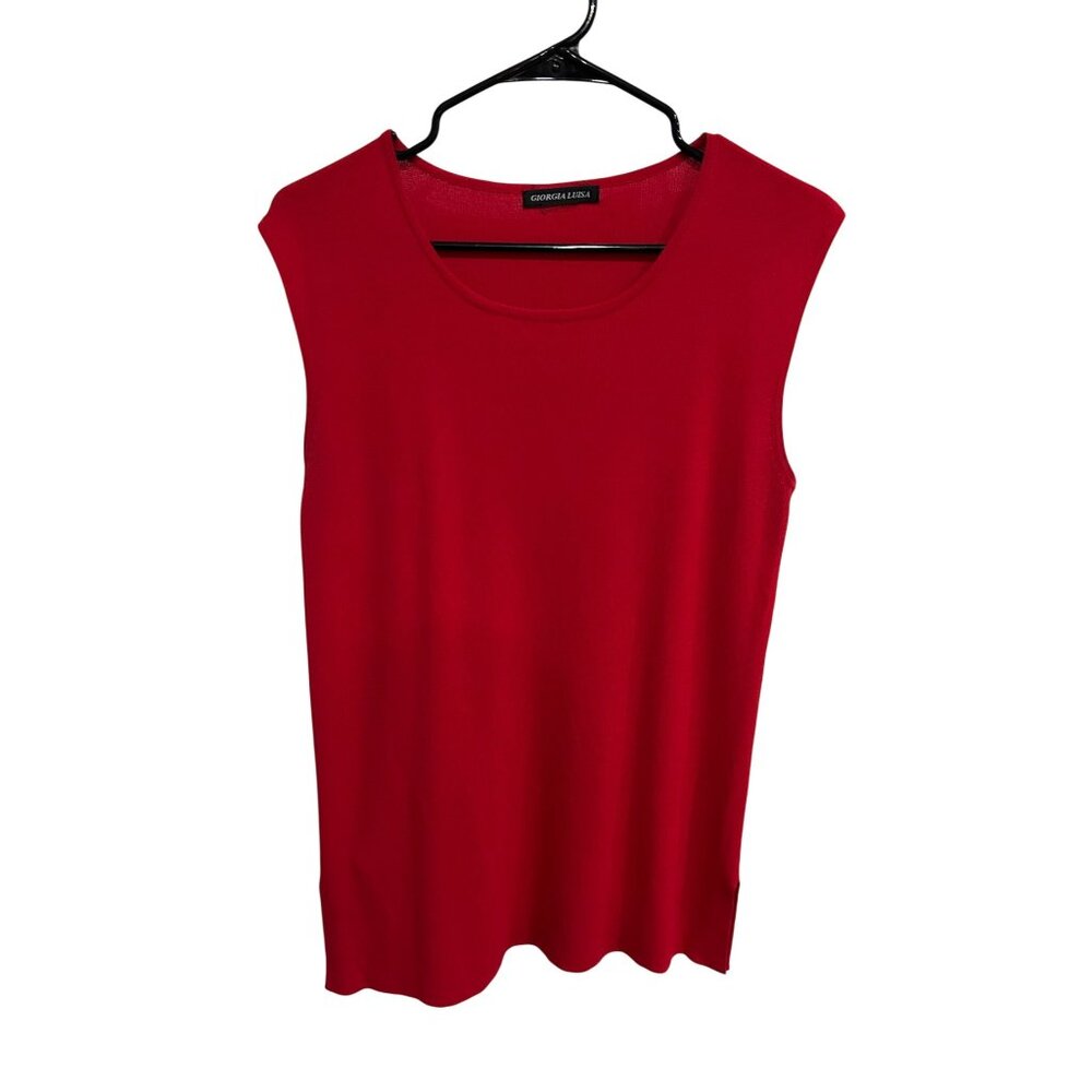Giorgia Luisa Red Polyester Scoop Neck Sleeveless Knit Top Size M Chic Minimalis
